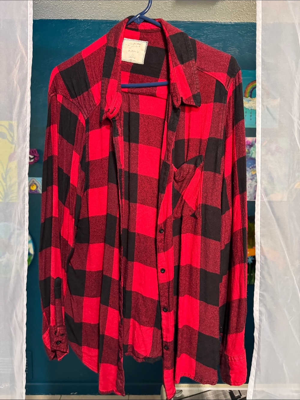 Women's Red & Black Buffalo Plaid Button-Up Shirt